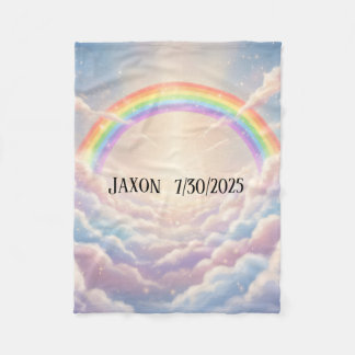 Rainbows and clouds - Personalized colorful cute Fleece Blanket