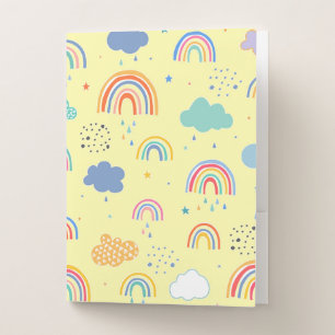 Rainbows and clouds pocket folder