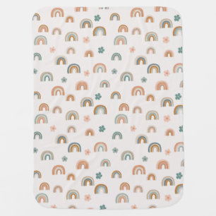 Rainbows and flowers baby blanket