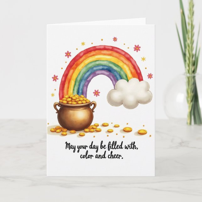 Rainbows And Gold Greeting Card (Front)