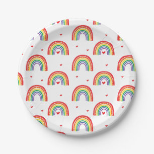 Rainbows and Hearts birthday party plate