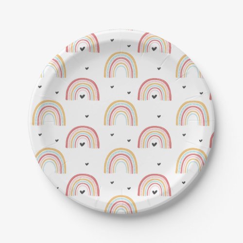 Rainbows and Hearts Birthday Party Plates