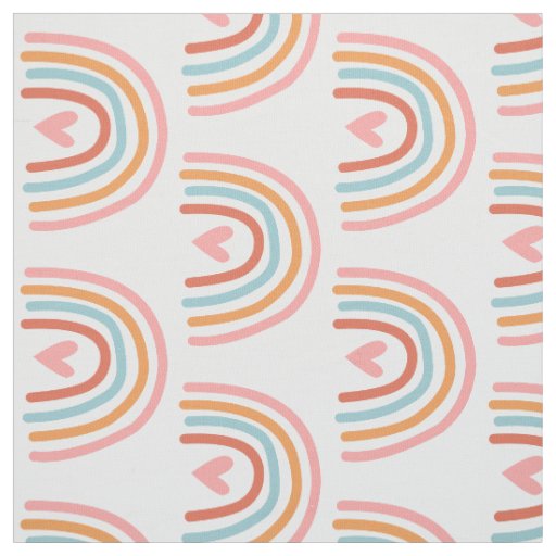 Rainbows and Hearts Fabric