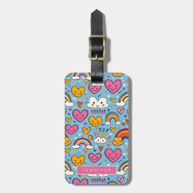 Rainbows and Hearts Luggage Tags (Front Vertical)