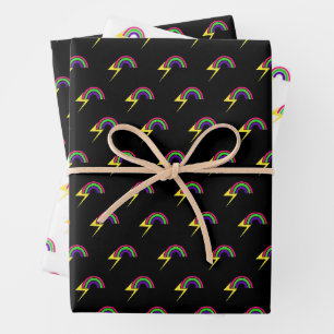 Rainbows and lightning wrapping paper sheets
