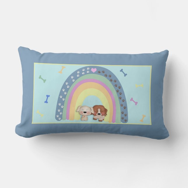 Rainbows And Puppy Dogs Lumbar Pillow (Front)