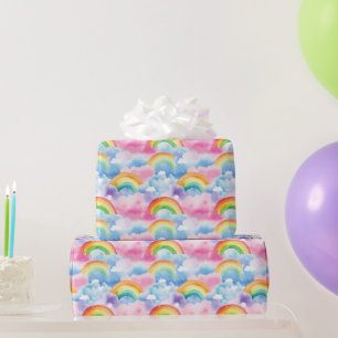 Rainbows and Rainbow Colored Clouds Wrapping Paper