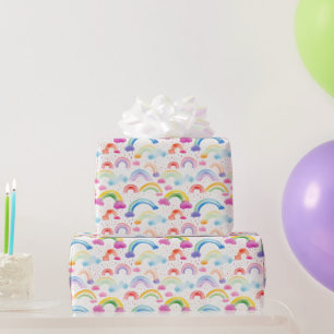  Rainbows and Rainbow Colored Clouds Wrapping Paper