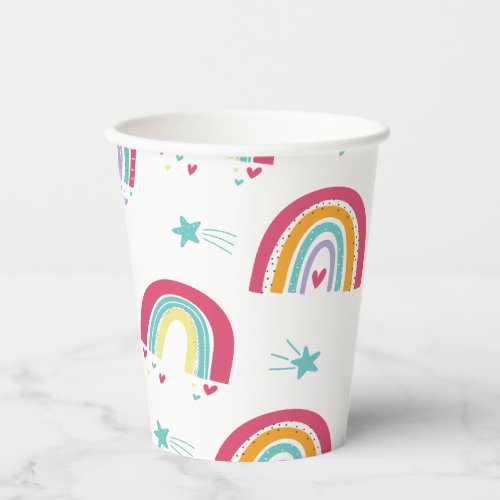 Rainbows and suns Birthday Pink and Purple Party Paper Cups