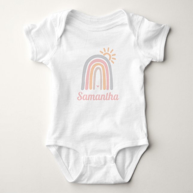 Rainbows and Sunshine Personalized Name Baby Bodysuit (Front)