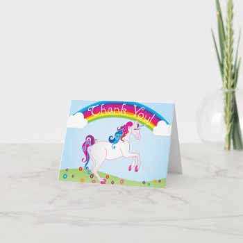 Rainbows And Unicorn Thank You Notes by BarbaraNeelyDesigns at Zazzle