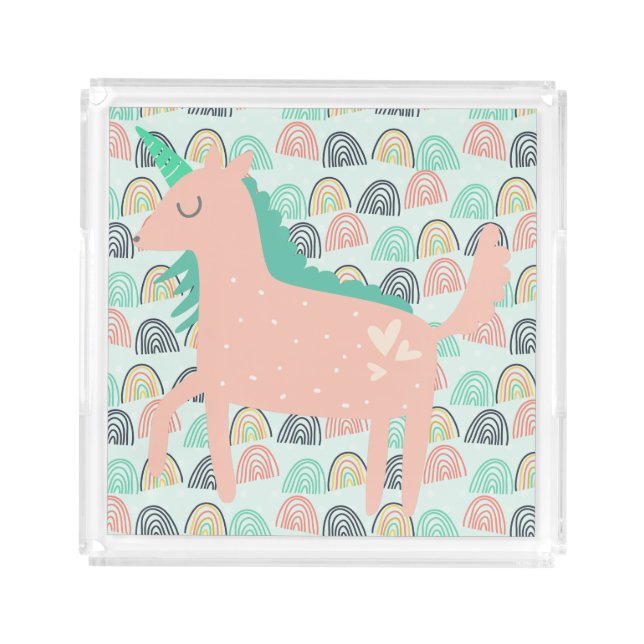 Rainbows and Unicorns Acrylic Tray (Front)
