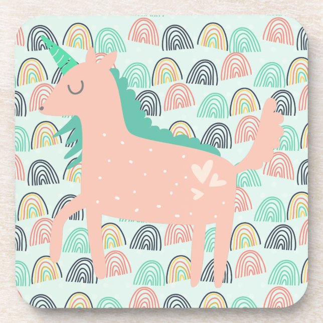 Rainbows and Unicorns Beverage Coaster (Front)