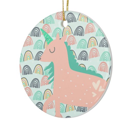 Rainbows and Unicorns Ceramic Ornament