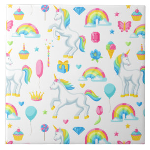 Rainbows and Unicorns Fantasy Fairy Tale Cute Ceramic Tile