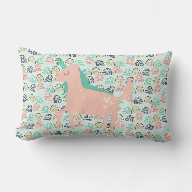 Rainbows and Unicorns Lumbar Pillow (Front)