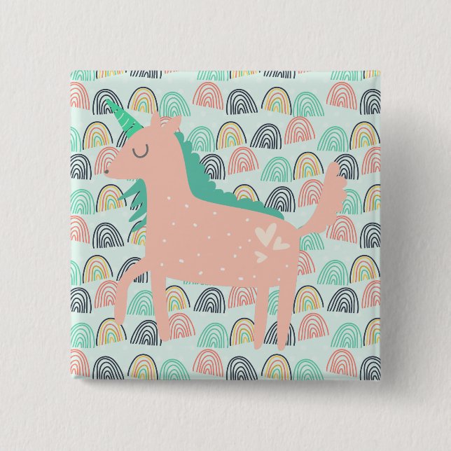 Rainbows and Unicorns Pinback Button (Front)