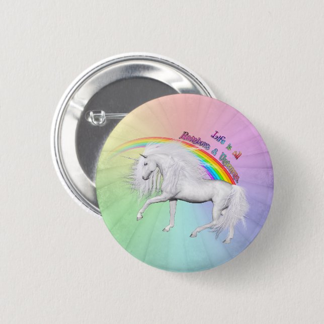 Rainbows and Unicorns Pinback Button (Front & Back)
