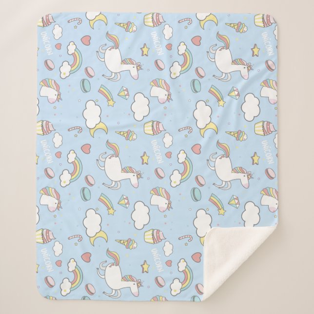 Rainbows and Unicorns Sherpa Blanket (Front)