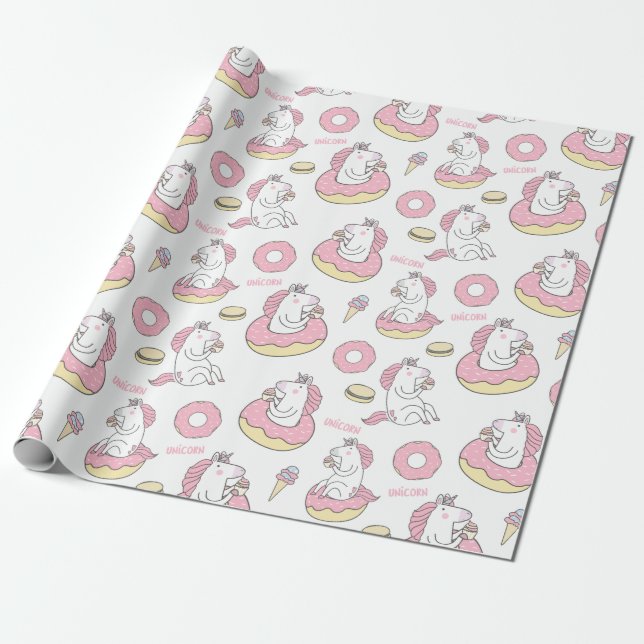 Rainbows and Unicorns Wrapping Paper (Unrolled)