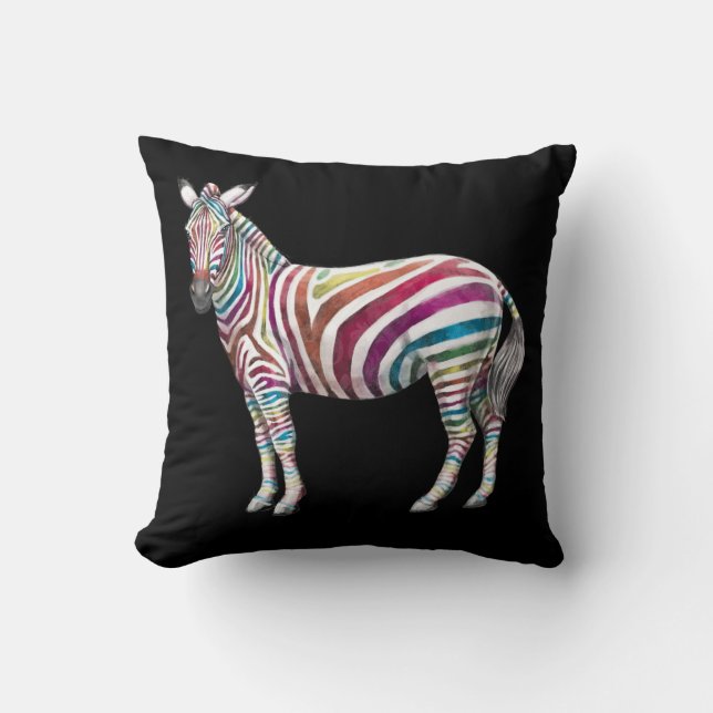 Rainbows and Zebras Throw Pillow (Front)