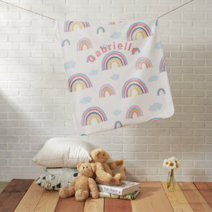 Rainbows Boho Pink Blue Yellow Fun Cute Nursery Baby Blanket
