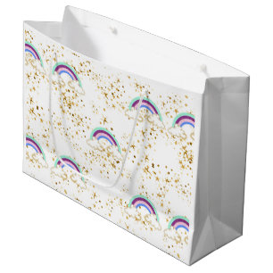 Rainbows Clouds And Stars Large Gift Bag