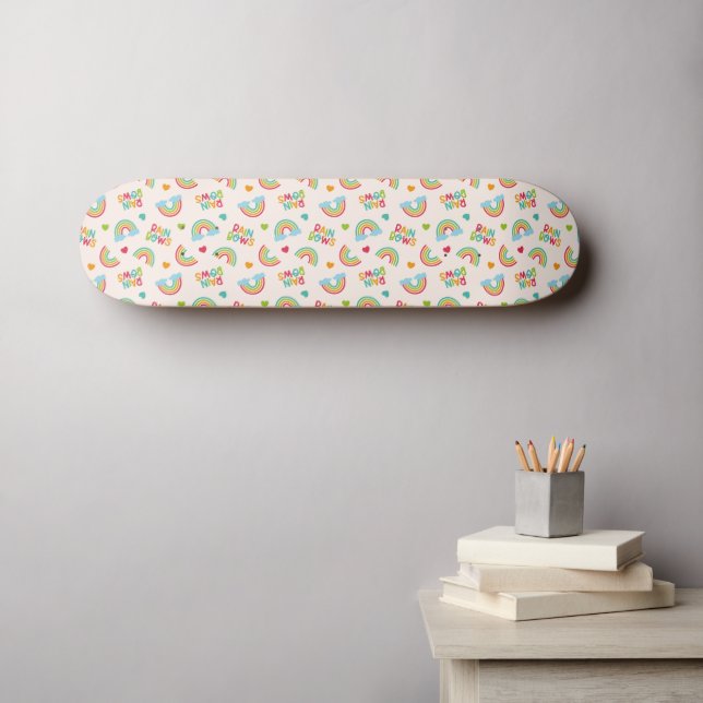 Rainbows & Clouds Pattern Skateboard (Wall Art (Horz))