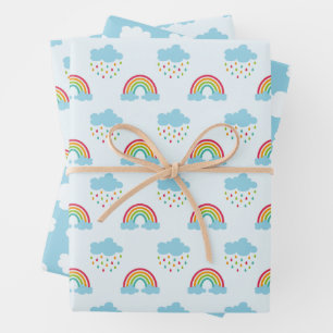 Rainbows & Clouds Pattern Wrapping Paper Sheets