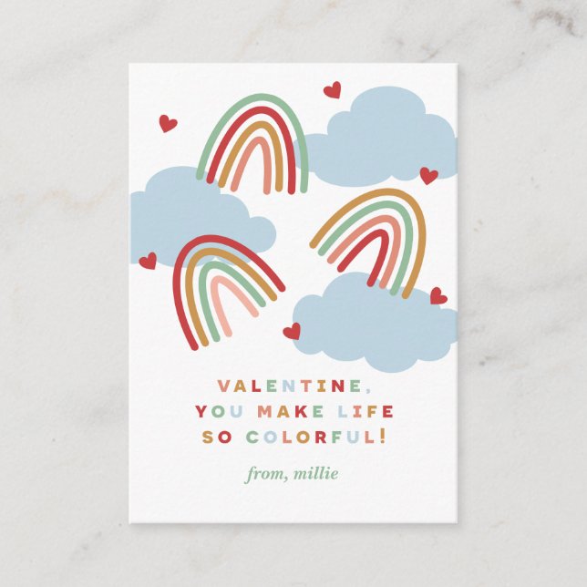 Rainbows Colorful Life Class Valentine Card (Front)