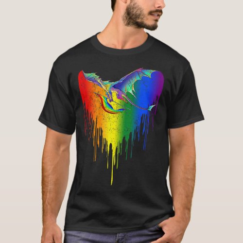 Rainbows Dragons Heart Classic For LGBT Gay Les T_ T_Shirt