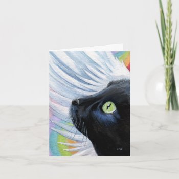 Rainbow's End Angel Cat Painting Note Card by LisaMarieArt at Zazzle