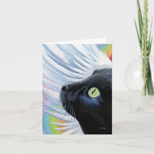 Rainbows End Angel Cat Painting Note Card