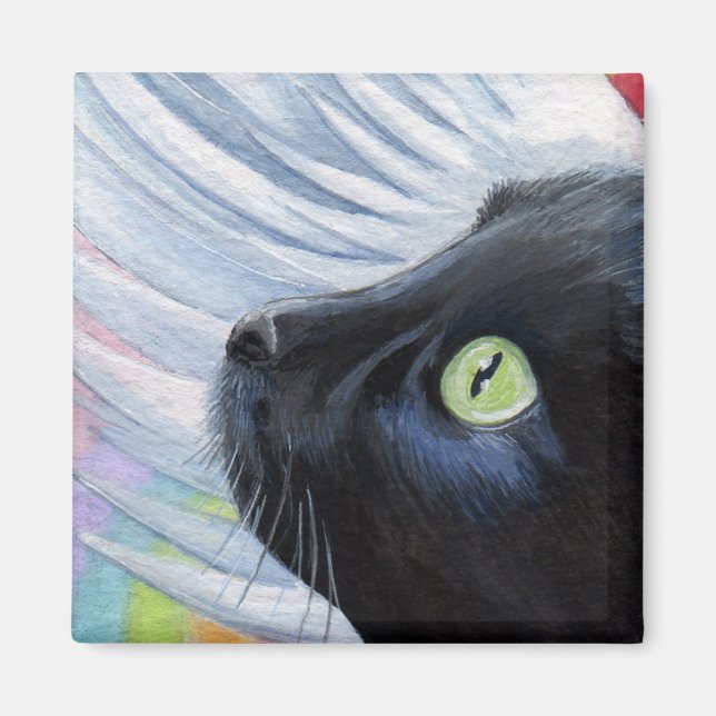 Rainbow's End - Winged Angel Cat Magnet (Front)