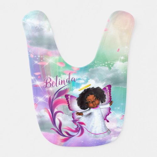 Rainbows Fluffy clouds  Butterfly Baby Girl Baby Bib