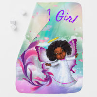 Rainbows, Fluffy clouds & Butterfly Baby Girl Baby Blanket