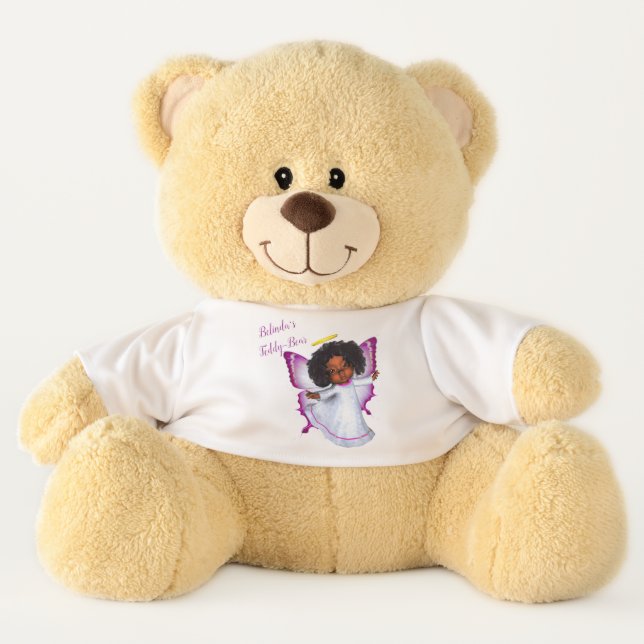 Rainbows, Fluffy clouds & Butterfly Baby Girl Teddy Bear (Front)