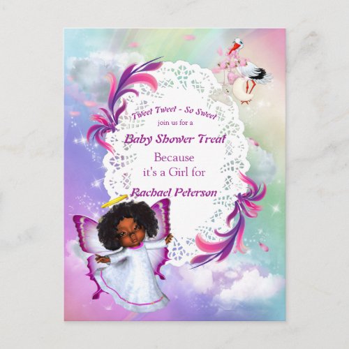 Rainbows Fluffy Clouds  Butterfly Baby Shower Postcard