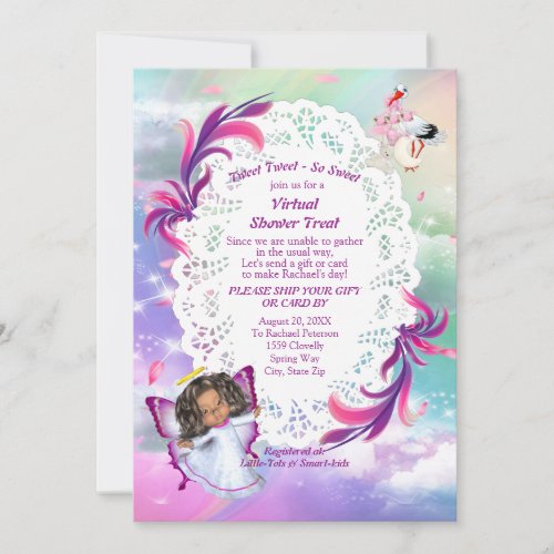 Rainbows Fluffy Clouds Butterfly Baby Shower Thank You Card