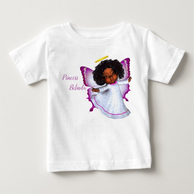 Rainbows, Fluffy clouds & Butterfly Girl Baby T-Shirt (Front)