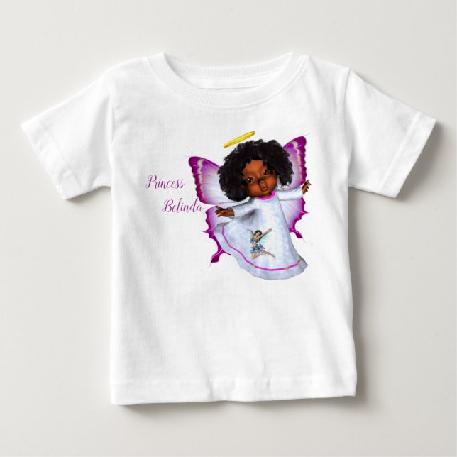 Rainbows, Fluffy clouds & Fairy Butterfly Girl Baby T-Shirt (Front)