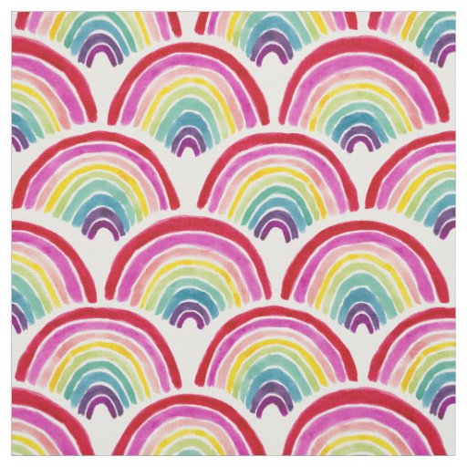 RAINBOWS FOREVER Colorful LGBTQ Pride Scallop Fabric