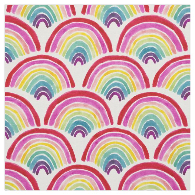 RAINBOWS FOREVER Colorful LGBTQ Pride Scallop Fabric (Swatch)