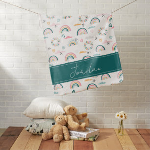Rainbows & Hearts Pattern Baby Blanket