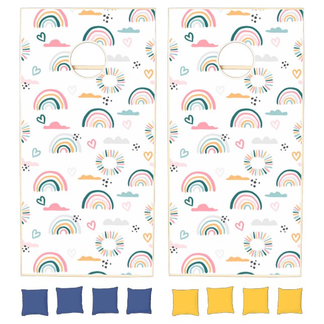 Rainbows & Hearts Pattern Cornhole Set (Set)