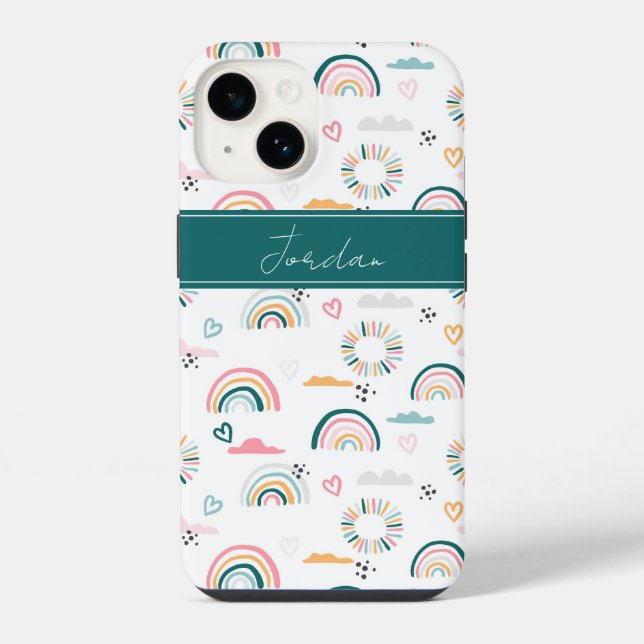 Rainbows & Hearts Pattern Iphone Case (Back)