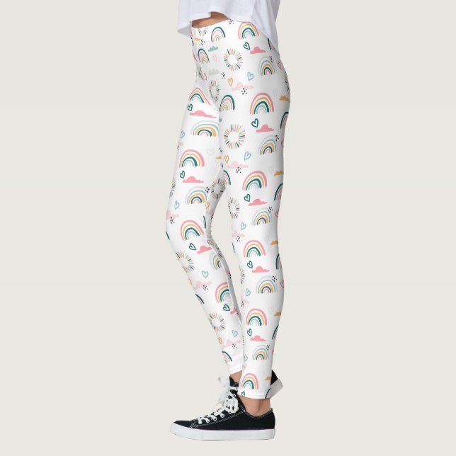 Rainbows & Hearts Pattern Leggings (Left)
