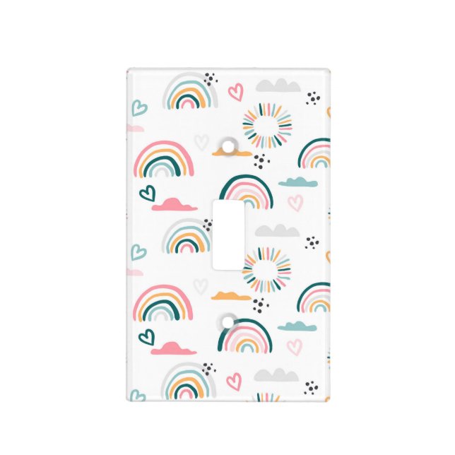 Rainbows & Hearts Pattern Light Switch Cover (Front)
