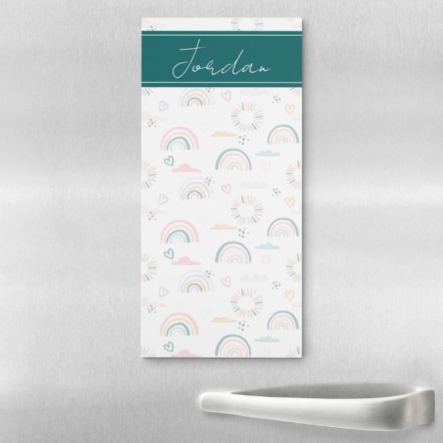 Rainbows & Hearts Pattern Magnetic Notepad (In Situ)
