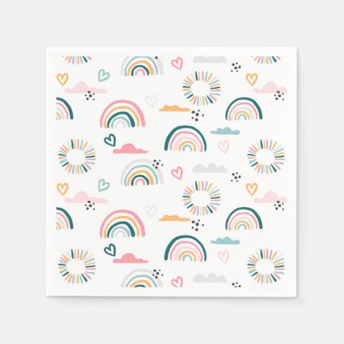 Rainbows  Hearts Pattern Napkins